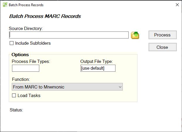 MarcEdit Batch Process Screen